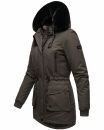 Navahoo Olessaa Damen Winter Jacke Winterjacke halblang Kapuze Kunstfell B869 Anthrazit-Gr.XXL