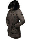 Navahoo Olessaa Damen Winter Jacke Winterjacke halblang Kapuze Kunstfell B869 Anthrazit-Gr.XXL