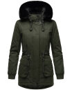 Navahoo Olessaa Damen Winter Jacke Winterjacke halblang Kapuze Kunstfell B869 Olive-Gr.XS