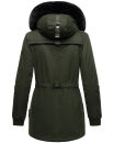 Navahoo Olessaa Damen Winter Jacke Winterjacke halblang Kapuze Kunstfell B869 Olive-Gr.XS