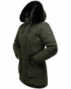 Navahoo Olessaa Damen Winter Jacke Winterjacke halblang Kapuze Kunstfell B869 Olive-Gr.L