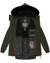 Navahoo Olessaa Damen Winter Jacke Winterjacke halblang Kapuze Kunstfell B869 Olive-Gr.L