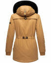 Navahoo Olessaa Damen Winter Jacke Winterjacke halblang Kapuze Kunstfell B869 Camel-Gr.XS