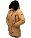 Navahoo Olessaa Damen Winter Jacke Winterjacke halblang Kapuze Kunstfell B869 Camel-Gr.XS