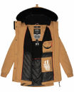 Navahoo Olessaa Damen Winter Jacke Winterjacke halblang Kapuze Kunstfell B869 Camel-Gr.XS