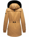 Navahoo Olessaa Damen Winter Jacke Winterjacke halblang Kapuze Kunstfell B869 Camel-Gr.S