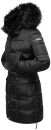 Navahoo Sinja Damen lange Winter Steppjacke Wintermantel B871 Schwarz-Gr.M