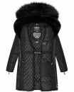 Navahoo Sinja Damen lange Winter Steppjacke Wintermantel B871 Schwarz-Gr.M