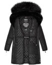 Navahoo Isalie Damen lange Winter Steppjacke Wintermantel B871 Schwarz-Gr.L