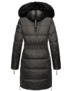 Navahoo Sinja Damen lange Winter Steppjacke Wintermantel B871 Anthrazit-Gr.M