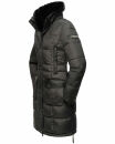 Navahoo Sinja Damen lange Winter Steppjacke Wintermantel B871 Anthrazit-Gr.M