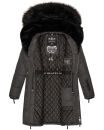 Navahoo Sinja Damen lange Winter Steppjacke Wintermantel B871 Anthrazit-Gr.M
