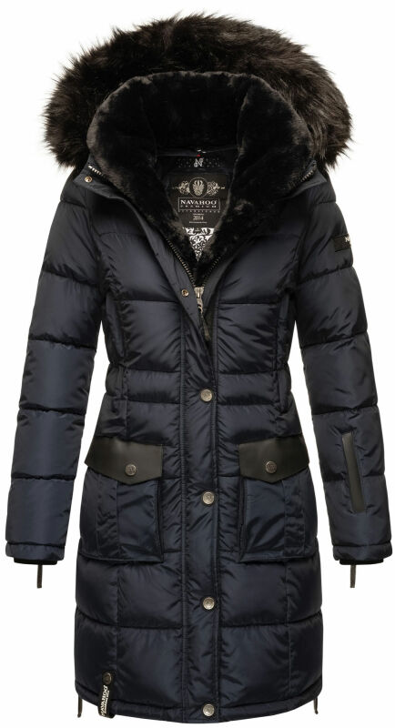 Navahoo Sinja Damen lange Winter Steppjacke Wintermantel B871 Navy-Gr.XL