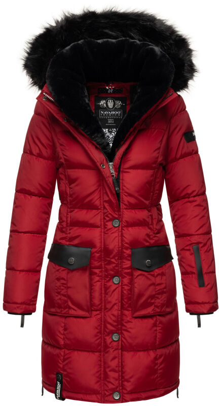 Navahoo Sinja Damen lange Winter Steppjacke Wintermantel B871 Rot-Gr.XXL