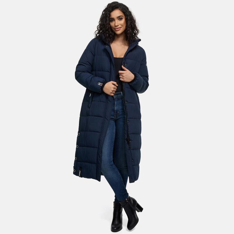 Navahoo Isalie Damen lange Winter Steppjacke Wintermantel B871 B872 Navy-Gr.XS