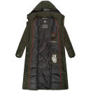 Navahoo Isalie Damen lange Winter Steppjacke Wintermantel B871 B872 Dark-Olive-Gr.M