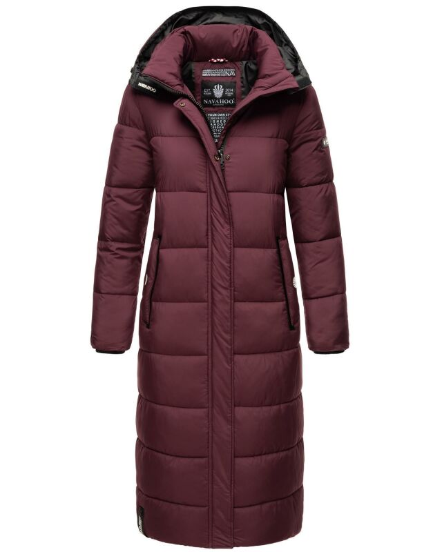 Navahoo Isalie Damen lange Winter Steppjacke Wintermantel B871 B872 Weinrot-Gr.S