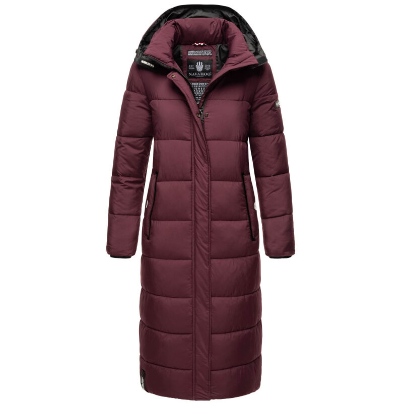 Navahoo Isalie Damen lange Winter Steppjacke Wintermantel B871 B872 Weinrot-Gr.L