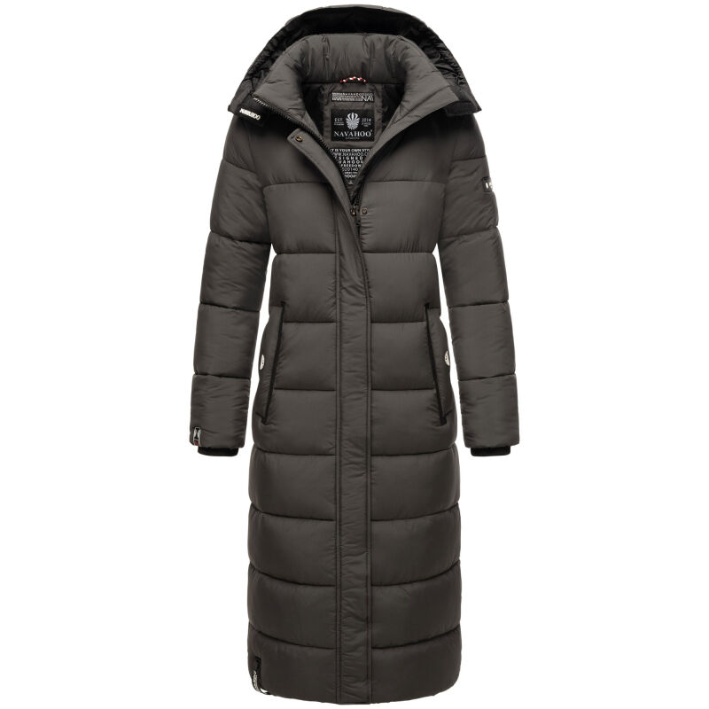 Navahoo Isalie Damen lange Winter Steppjacke Wintermantel B871 B872 Anthrazit-Gr.M