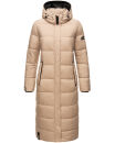 Navahoo Isalie Damen lange Winter Steppjacke Wintermantel B871 B872 Taupe-Gr.XS