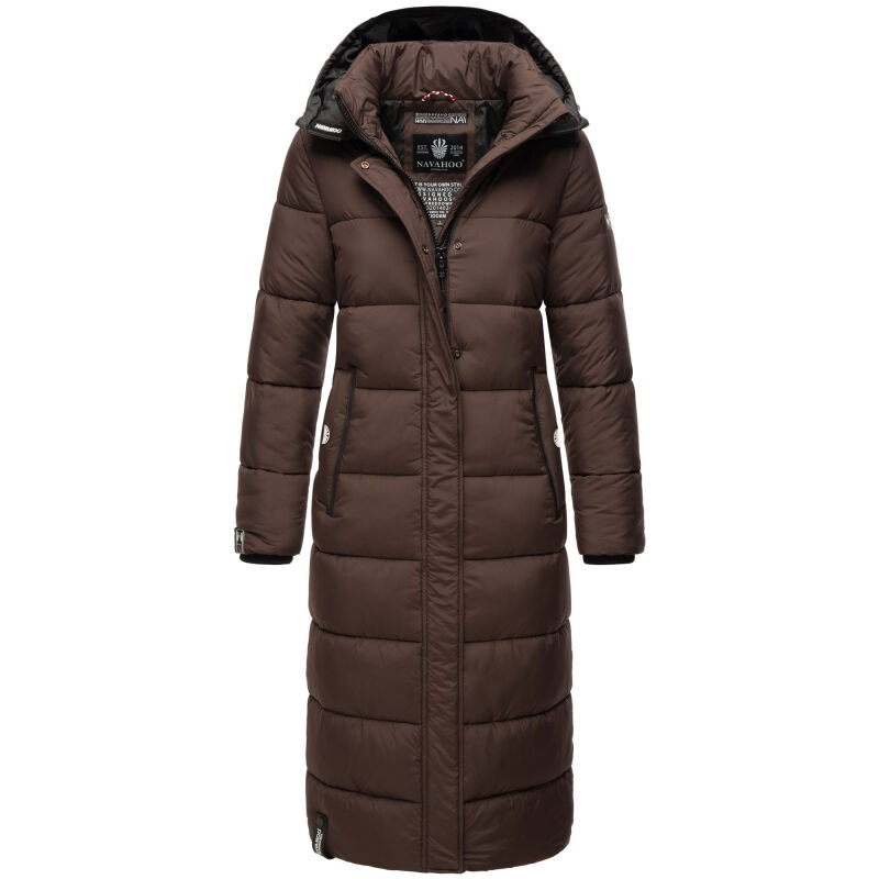 Navahoo Isalie Damen lange Winter Steppjacke Wintermantel B871 B872 Schoko-Gr.L