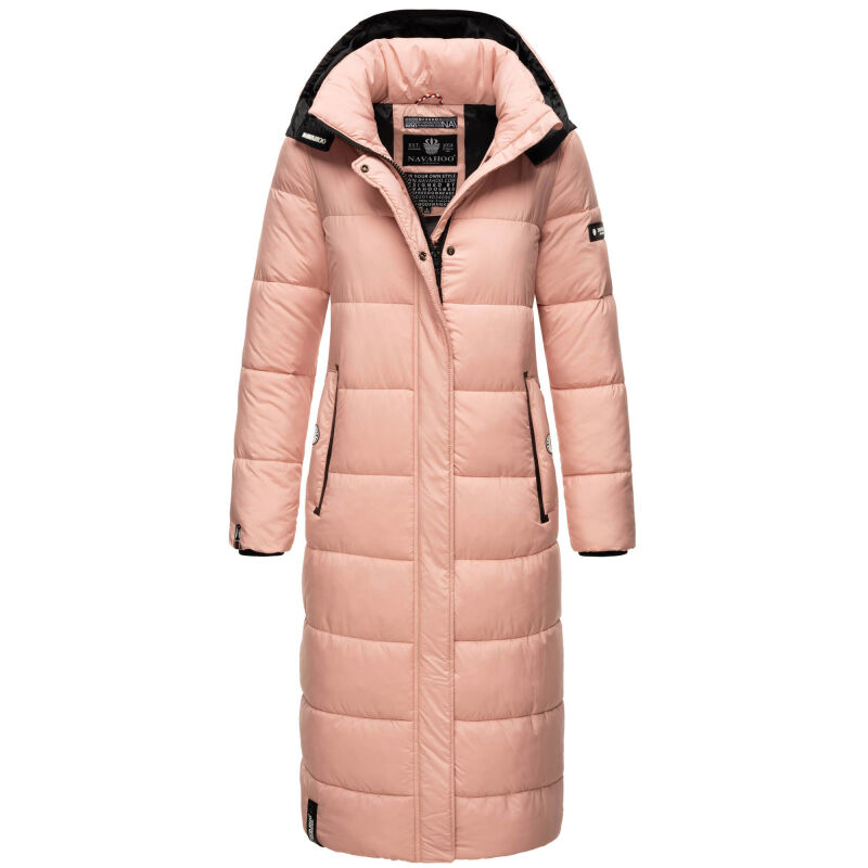 Navahoo Isalie Damen lange Winter Steppjacke Wintermantel B871 B872 Rosa-Gr.M