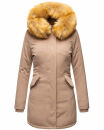 Marikoo Damen Winter Jacke Parka warm gefüttert B362 Taupe Größe M - Gr. 38