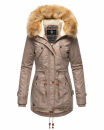 Navahoo warme Damen Winter Jacke mit Teddyfell B399 Taupe Grey Größe XS - Gr. 34