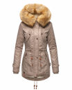 Navahoo warme Damen Winter Jacke mit Teddyfell B399 Taupe Grey Größe XS - Gr. 34