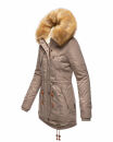 Navahoo warme Damen Winter Jacke mit Teddyfell B399 Taupe Grey Größe XS - Gr. 34