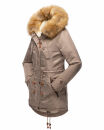 Navahoo warme Damen Winter Jacke mit Teddyfell B399 Taupe Grey Größe XS - Gr. 34