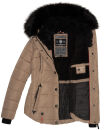 Marikoo warme Damen Winter Jacke gesteppt mit Kunstfell B618 Taupe Größe S - Gr. 36