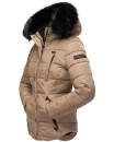 Marikoo warme Damen Winter Jacke gesteppt mit Kunstfell B618 Taupe Größe M - Gr. 38