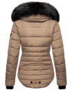 Marikoo warme Damen Winter Jacke gesteppt mit Kunstfell B618 Taupe Größe M - Gr. 38