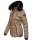 Marikoo warme Damen Winter Jacke gesteppt mit Kunstfell B618 Taupe Größe M - Gr. 38
