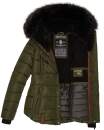 Marikoo warme Damen Winter Jacke gesteppt mit Kunstfell B618 Olive Größe L - Gr. 40