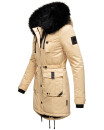Navahoo Luluna Princess warme Damen Winter Jacke mit Kunstfell B818 Beige-Gr.XS