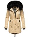 Navahoo Luluna Princess warme Damen Winter Jacke mit Kunstfell B818 Beige-Gr.M