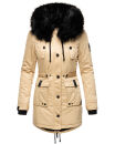 Navahoo Luluna Princess warme Damen Winter Jacke mit Kunstfell B818 Beige-Gr.M