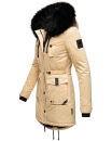 Navahoo Luluna Princess warme Damen Winter Jacke mit Kunstfell B818 Beige-Gr.M