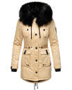 Navahoo Luluna Princess warme Damen Winter Jacke mit Kunstfell B818 Beige-Gr.XXL