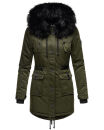 Navahoo Luluna Princess warme Damen Winter Jacke mit Kunstfell B818 Olive-Gr.M