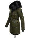 Navahoo Luluna Princess warme Damen Winter Jacke mit Kunstfell B818 Olive-Gr.M