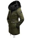 Navahoo Luluna Princess warme Damen Winter Jacke mit Kunstfell B818 Olive-Gr.M