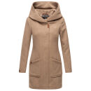 Marikoo Maikoo Damen Mantel mit Kapuze Trenchcoat Jacke B819 Taupe Grey Größe XS - Gr. 34