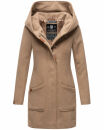 Marikoo Maikoo Damen Mantel mit Kapuze Trenchcoat Jacke B819 Taupe Grey Größe S - Gr. 36