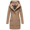 Marikoo Maikoo Damen Mantel mit Kapuze Trenchcoat Jacke B819 Taupe Grey Größe S - Gr. 36