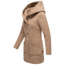 Marikoo Maikoo Damen Mantel mit Kapuze Trenchcoat Jacke B819 Taupe Grey Größe S - Gr. 36