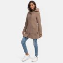 Marikoo Maikoo Damen Mantel mit Kapuze Trenchcoat Jacke B819 Taupe Grey Größe XL - Gr. 42