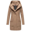Marikoo Maikoo Damen Mantel mit Kapuze Trenchcoat Jacke B819 Taupe Grey Größe XL - Gr. 42